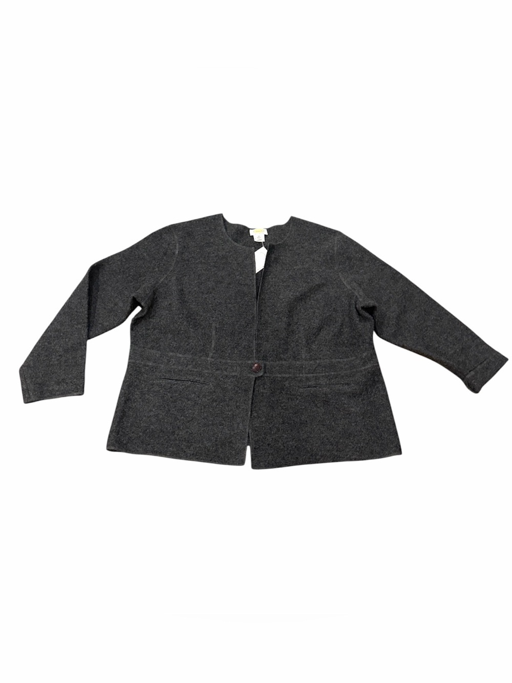 Talbots woman gray boiled wool one button cardigan size 2X NWT